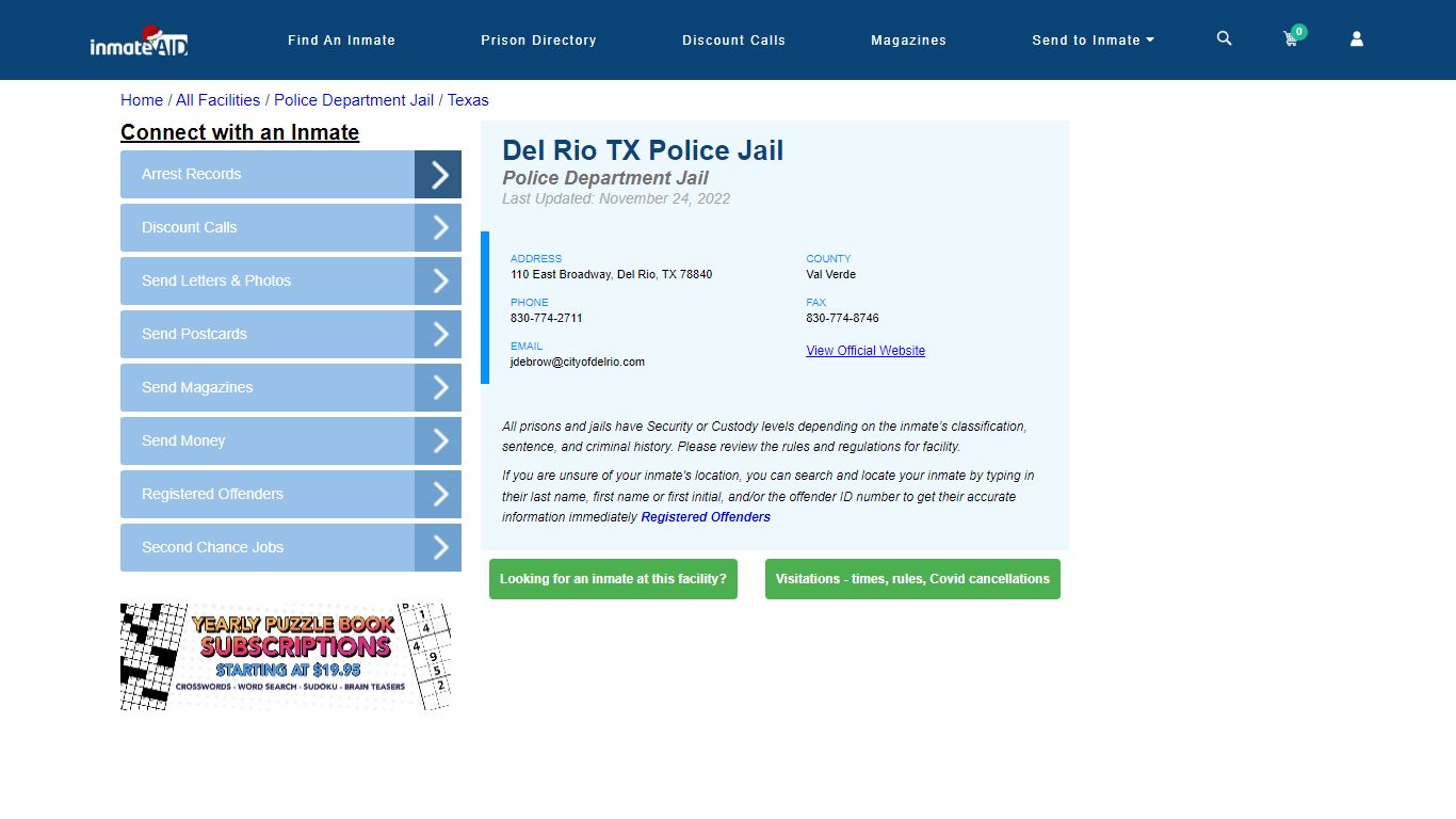 Del Rio TX Police Jail & Inmate Search - Del Rio, TX